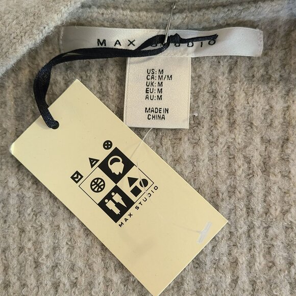 Max Studio Merino Wool Blend Open Front Cardigan Sweater Duster NEW Med Cozy - Picture 5 of 9